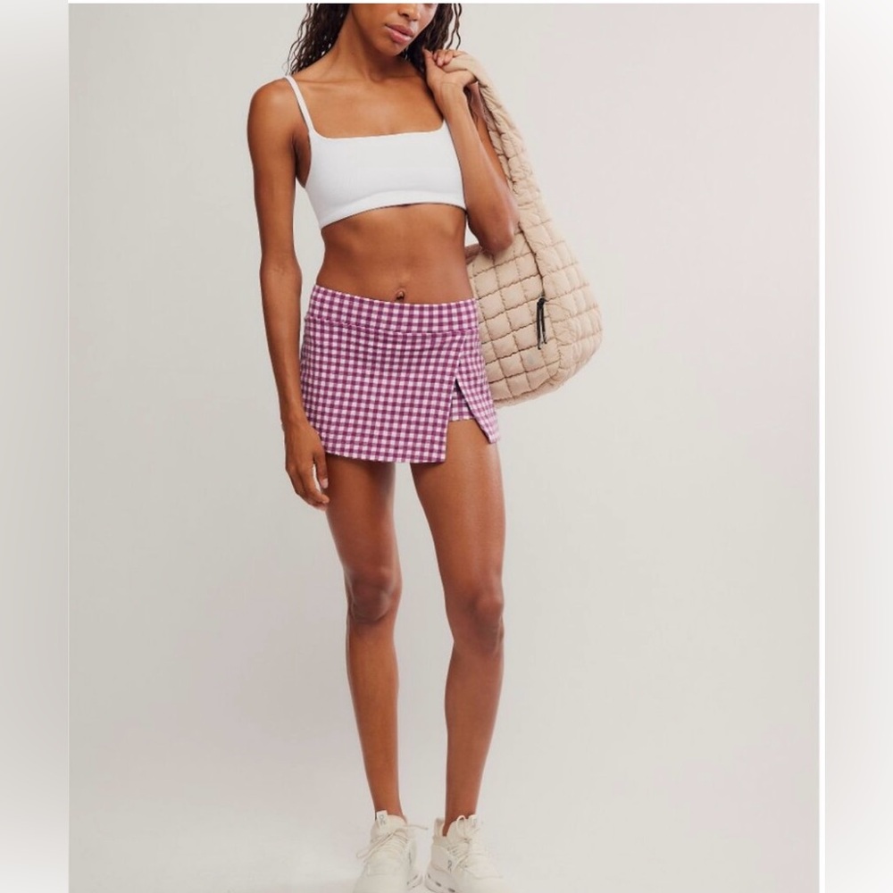 FP Movement by Free People Hot Shot Mini Skirt with shorts Purple and White - Picture 3 of 7